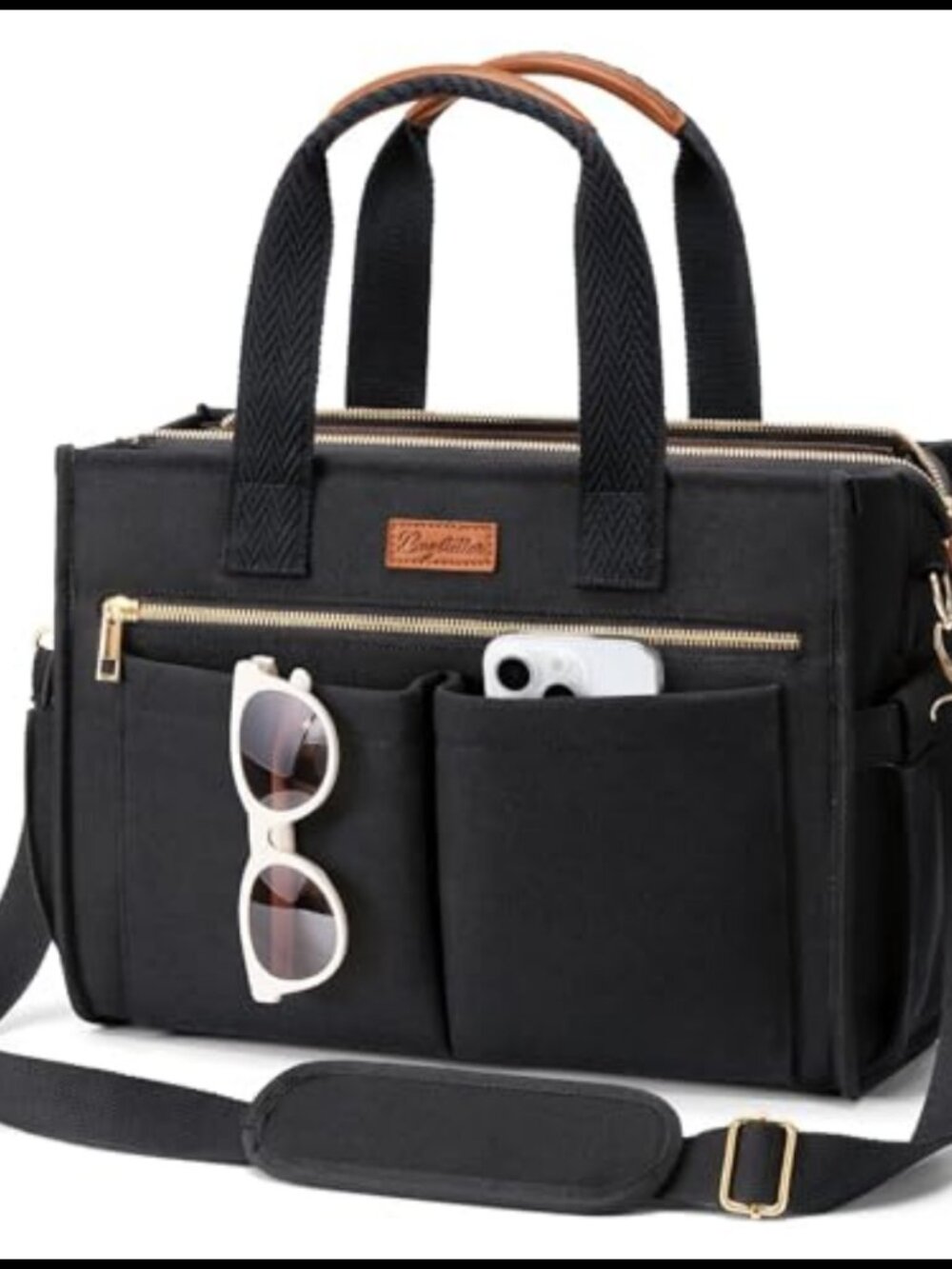 Canvas Tote Bag 15-Pockets Large Crossbody Laptop Nurse Teacher Work Bag